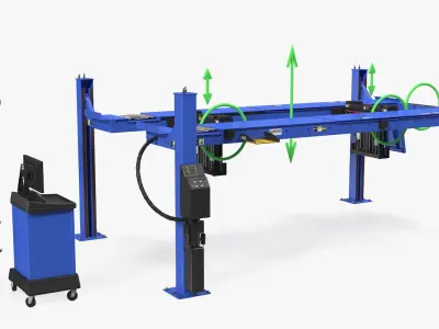 Wheel Aligner Car Equipment Generic with Lift Rigged 3D model