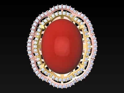 Oval Stone Ring - Womens  Rings - N326356 3D print model