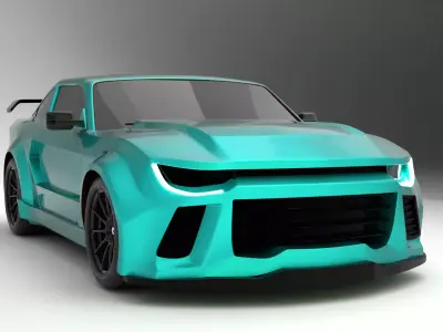 High Performance Aqua Green Sports Car 3D Model  Blender Shaded 3D model