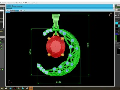 Elegant Crescent Moon Gemstone Pendant 3D Model 3925 3D print model