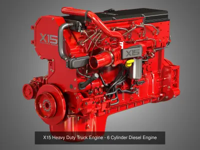 Cummins - 6 Cylinders Diesel Engines 3 in 1 3D Model Collection