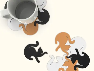 Cute Cat Coaster -  Intertwined Design Coaster 3D print model