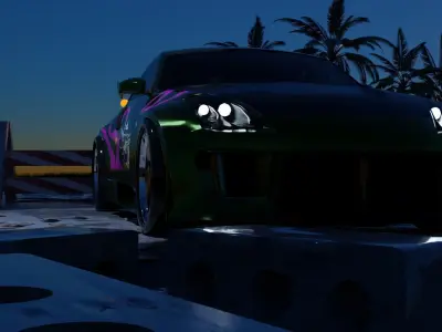 Street with Rachel 350Z 3D model