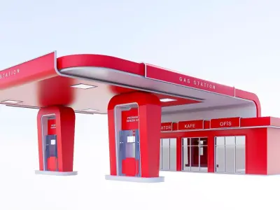 gas station Low-poly 3D model