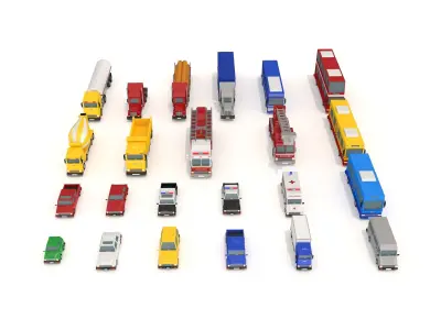 Cartoon Vehicle Pack - 145 Colors Low-poly 3D model