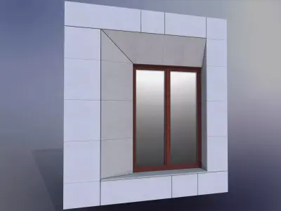 Sample facade with Internorm window and natural stone 3D model