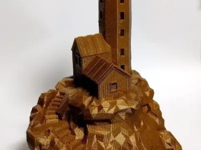 Low poly lighthouse on island Free 3D print model