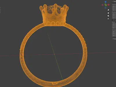 Crown Diamond Ring 3D model