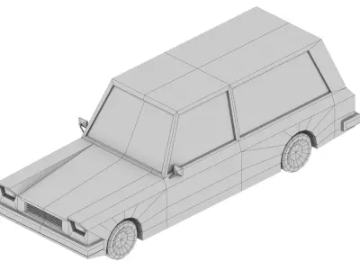 Stylized Station Wagon Low-poly 3D model
