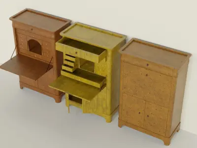 19th century secreter biedermeier style Low-poly 3D model