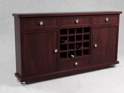 Dresser mahogany wine cabinet on wheels Free 3D model