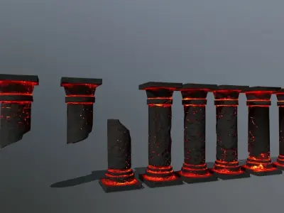 lava pillar set Low-poly 3D model