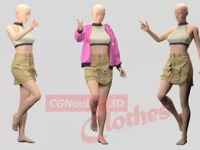 Women Mini Skirt and Sport Bra - 35 Marvelous Designer and Clo3D 3D model