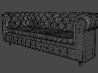 Chesterfield Charleston sofa leather  Low-poly 3D model