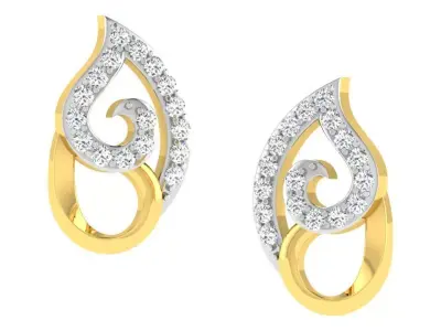 Diamond Earrings 3dm STL FBX OBJ Render Details 3D print model