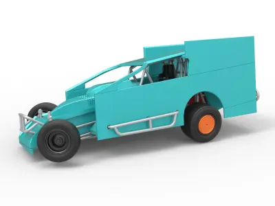 NE Outlaw Dirt Modified stock car while turning Scale 1 to 25 3D print model