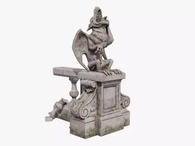 Gargoyle Statue Massandra Low-poly 3D model