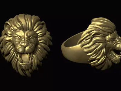 Furious Lion Head Ring 3D print model
