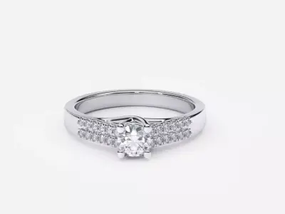 ZDR0171 engagement ring with diamonds 3D print model