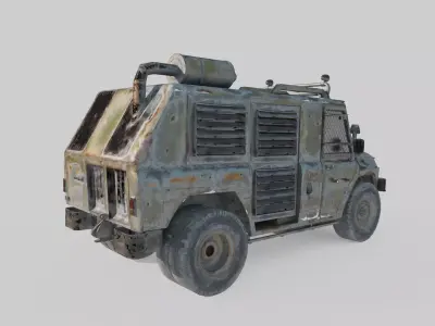 Apocalyptic-style modified armored jeep 3D model