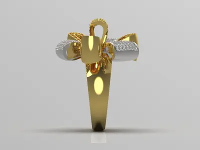 Luxury two-tone flower design ring with diamonds model jr00072 3D print model