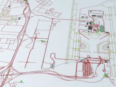Doha Hamad DOH Airport Roads Buildings and Public Transport 3D model