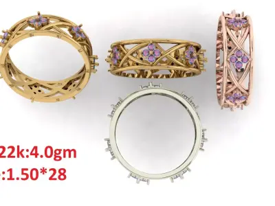 Band stone ring  54 Free 3D print model