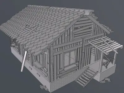 Old House Low Poly Low-poly 3D model