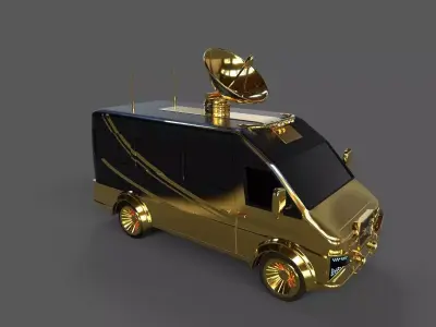 Broadcasting van Low-poly 3D model purchase