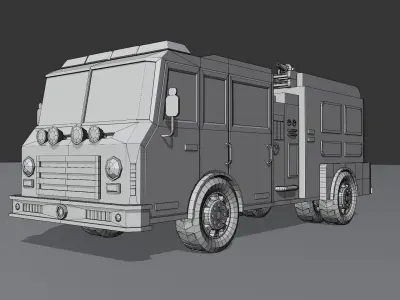 Fire Truck Low Poly Vehicle Low-poly 3D model