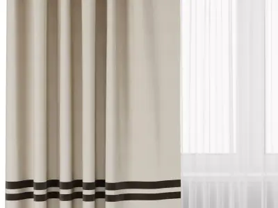 Curtain with gray stripes 64 Low-poly 3D model