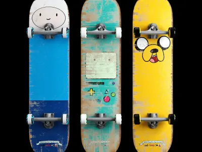 Skateboard cortoon set 3D model