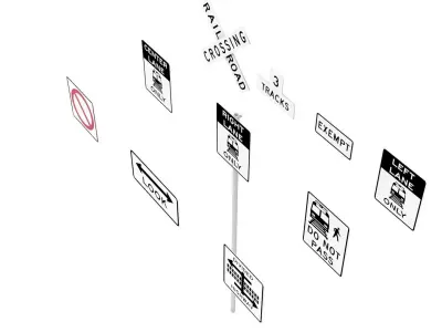 Road Sign US R15 Series Rail And Light Rail 3D model