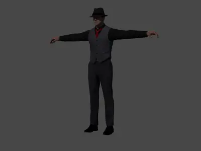 Detective Noir 3d model SkeletalAndAnimated Low-poly 3D model