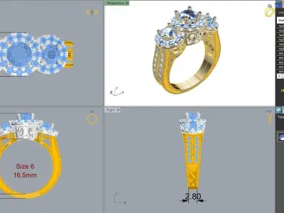 Elegant  Engagement  Filigree Ring 3D print model