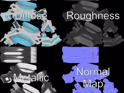 Futuristic Blue Staff model pack Low-poly 3D model