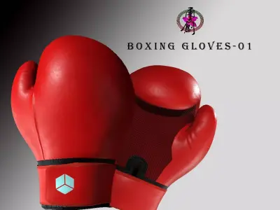 Boxing Gloves-Red Low-poly 3D model