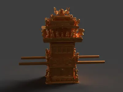  Chinese golden wedding sedan figure    Low-poly 3D model