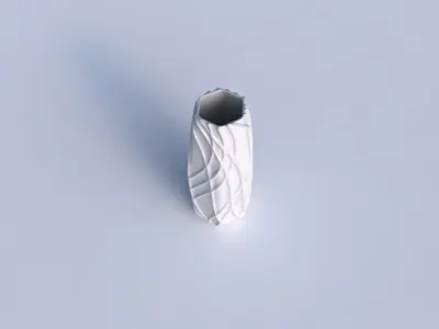 Vase hexagon with wavy sparse extruded lines 3D print model