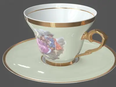 Coffee Cup Porcelain Retro 3D Model  3D model