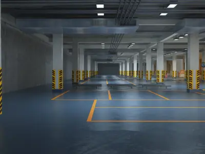 CARPARK empty parking garage with cones 3D model