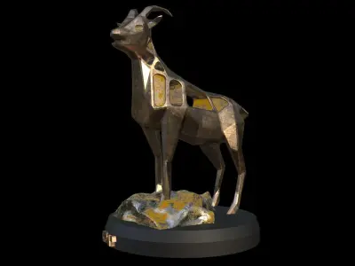 Steampunk Goat Rock Low-poly 3D model