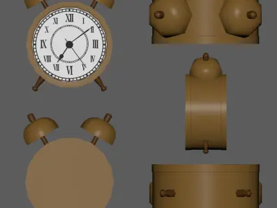 Golden Clocks Free low-poly 3D model