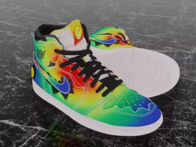 J BALVIN X NIKE AIR JORDAN HIGH OG 3D SHOES Low-poly 3D model