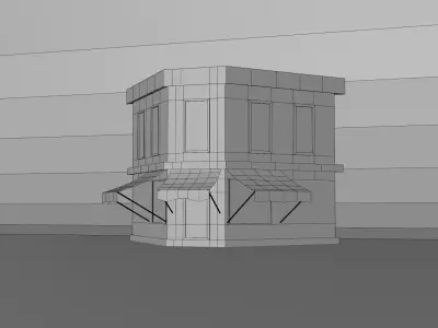 LowPolyCornerShopCafeStylizedGameReadyAsset Low-poly 3D model