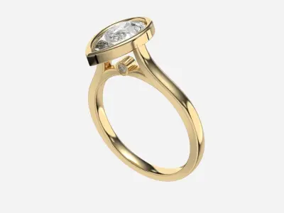 Pear Diamond Bezel Setting Solitaire Diamond Ring 3D print model