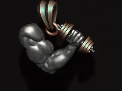 muscle arm with barbell pendant 3D print model