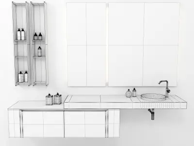 Bathroom furniture set Gold 4 3D model