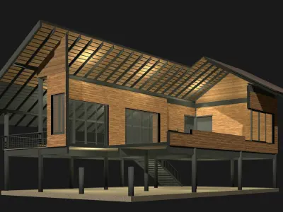 Tropical house in cutaway section 25-07 3D model