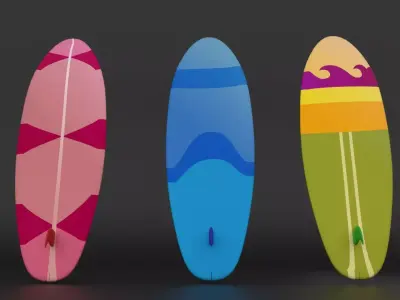 Surfboard Set 3D Model Low-poly 3D model